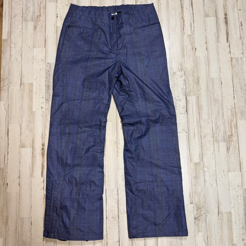 Athletech Plaid Ski Snow Pants‎ Women Size Large Blue Black Zip Ankle Insulated